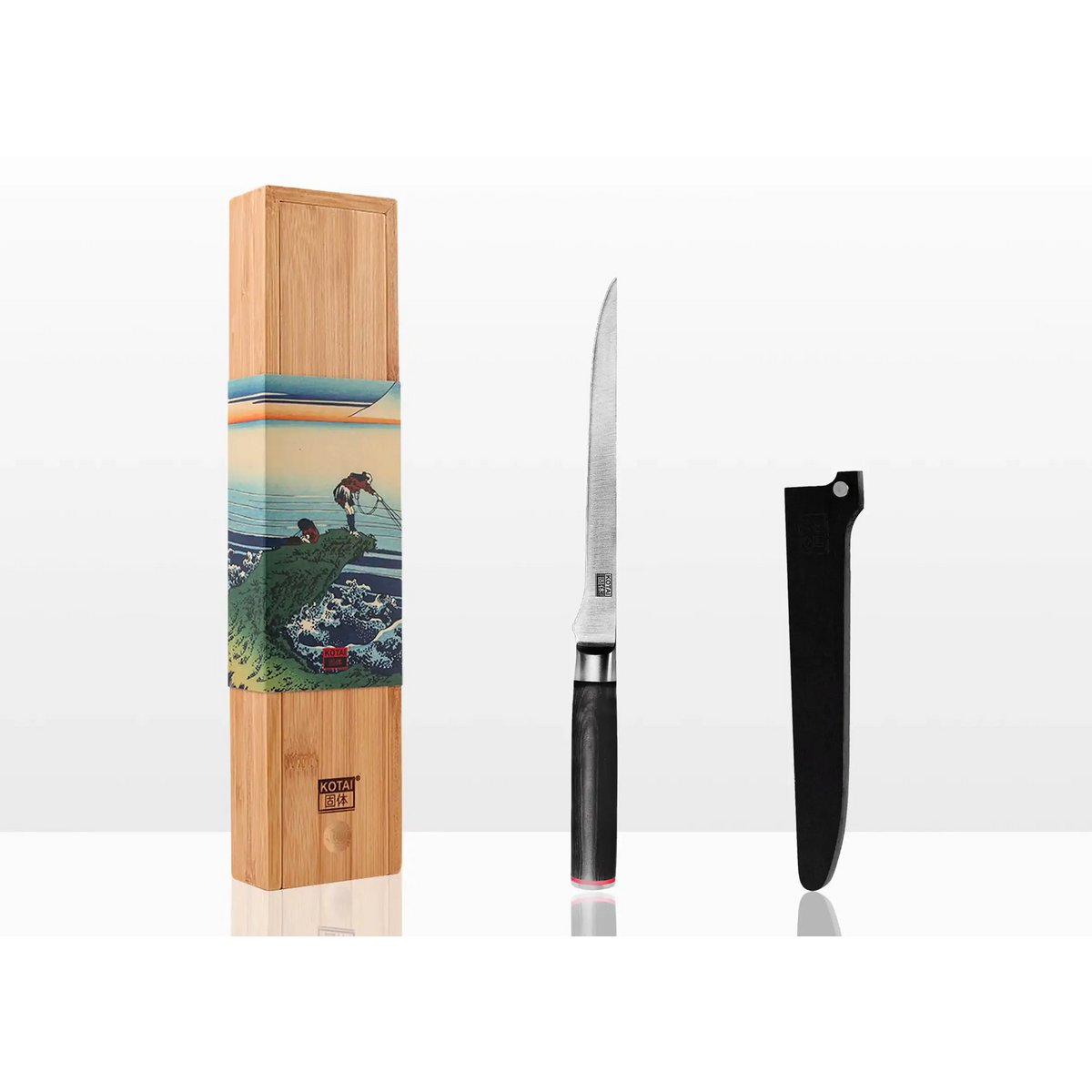 Knife - Flexible filleting knife with bamboo Saya and bamboo box - 200 mm blade