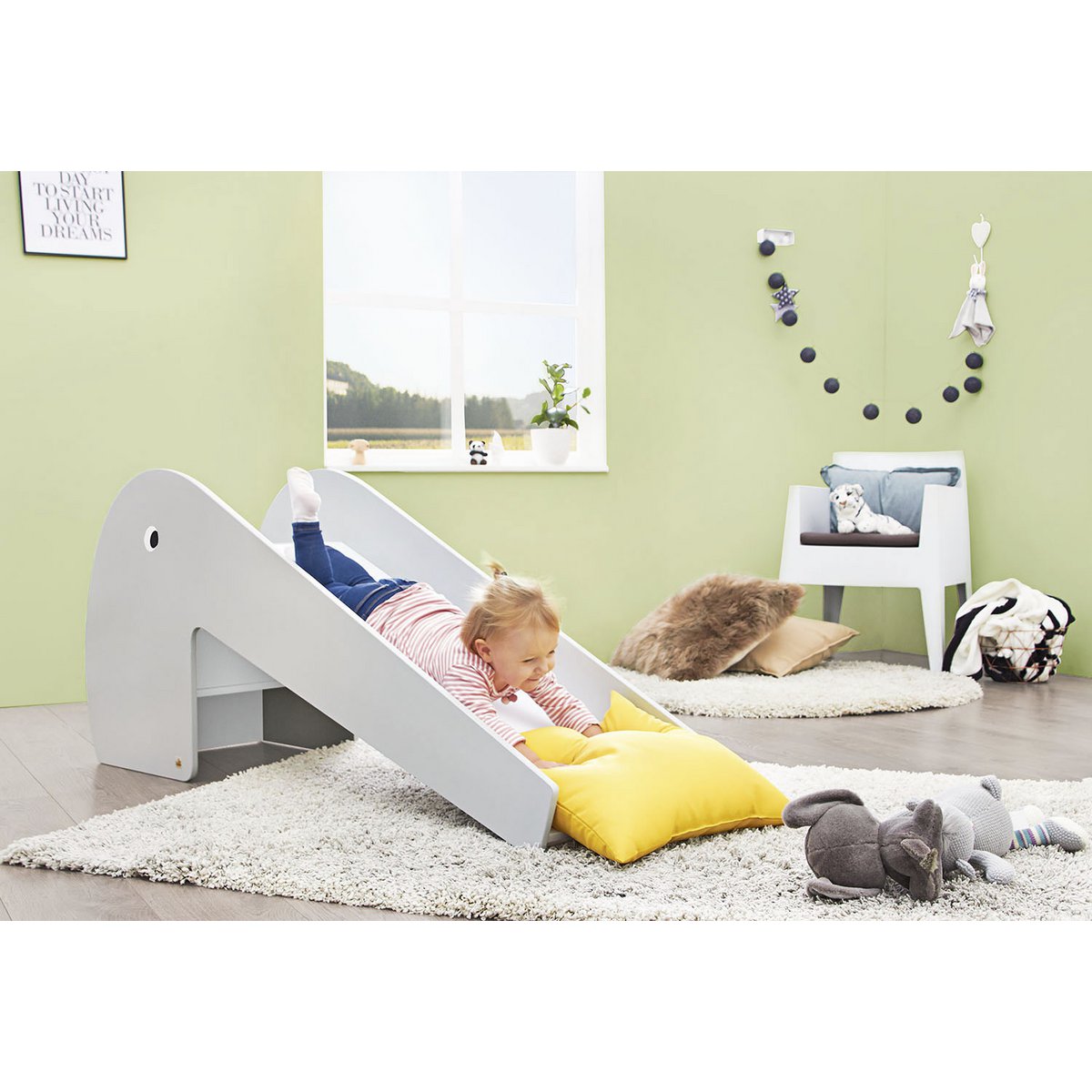 Indoor slide 'Lotta', grey/white