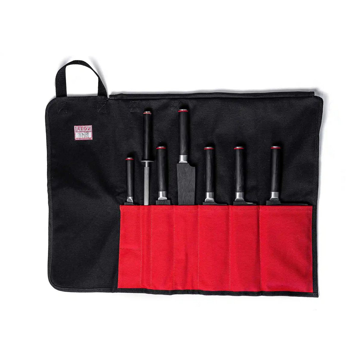Kitchen Accessories - KOTAI Knife Roll Bag - 100% Cotton (7 Slots for 6 Knives and a Sharpening Steel)