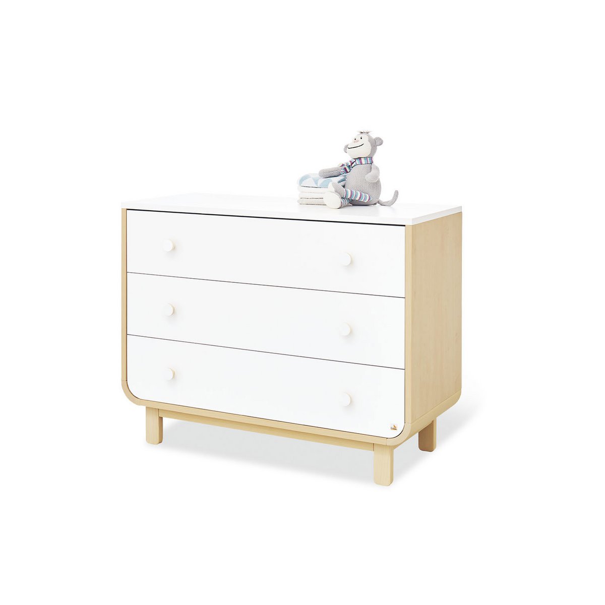 Starter set 'Round' wide 2 parts: cot, wide chest of drawers