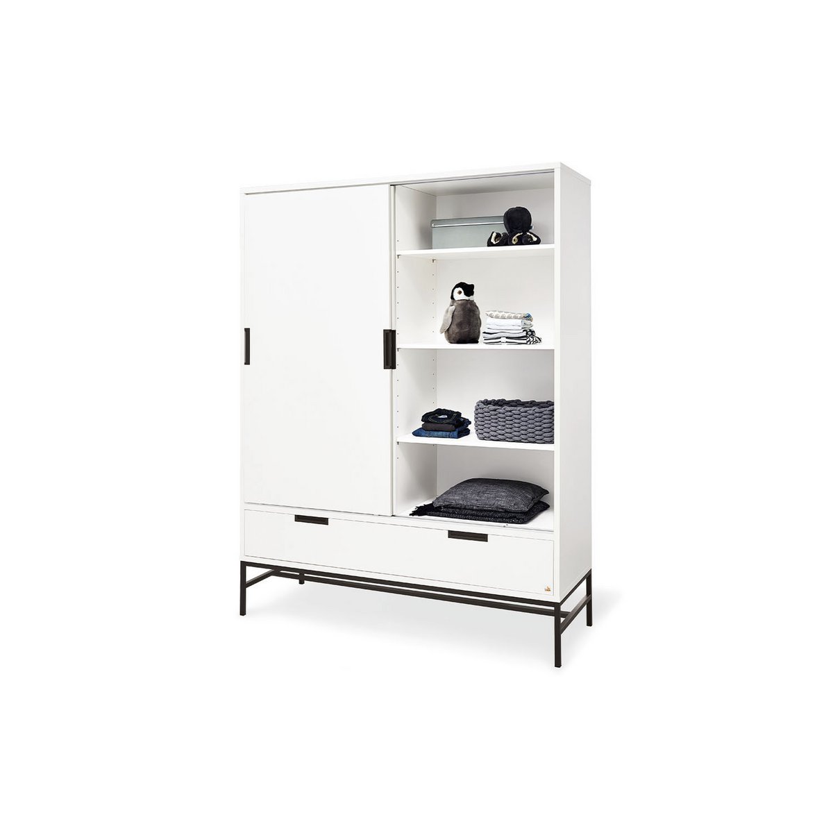 Nursery 'Steel' extra wide large
 3 parts: cot, extra wide dresser, large wardrobe