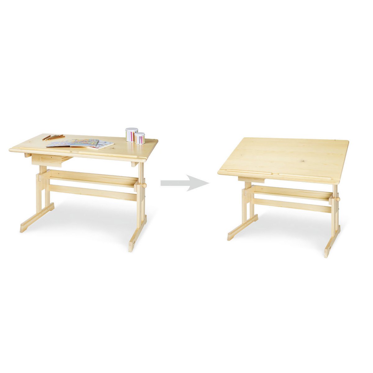 Children's desk 'Lena', clear lacquered
