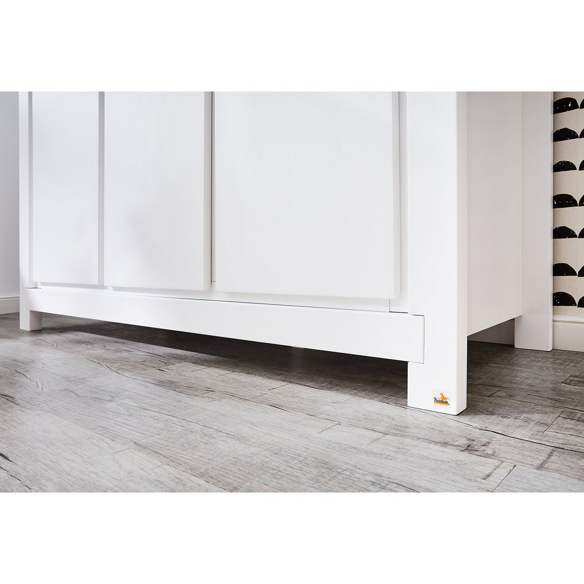 Nursery 'Milk' extra wide large, incl. wall shelf
 4 parts: cot, extra wide dresser, large wardrobe, wall shelf