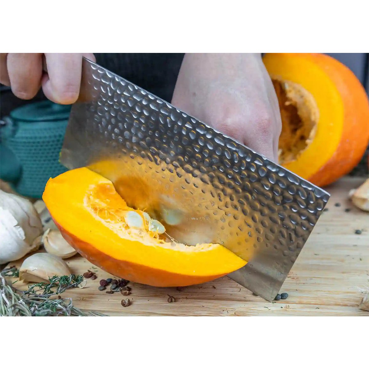 Knife - Cleaver with Bamboo Saya and Bamboo Box - 190mm Blade