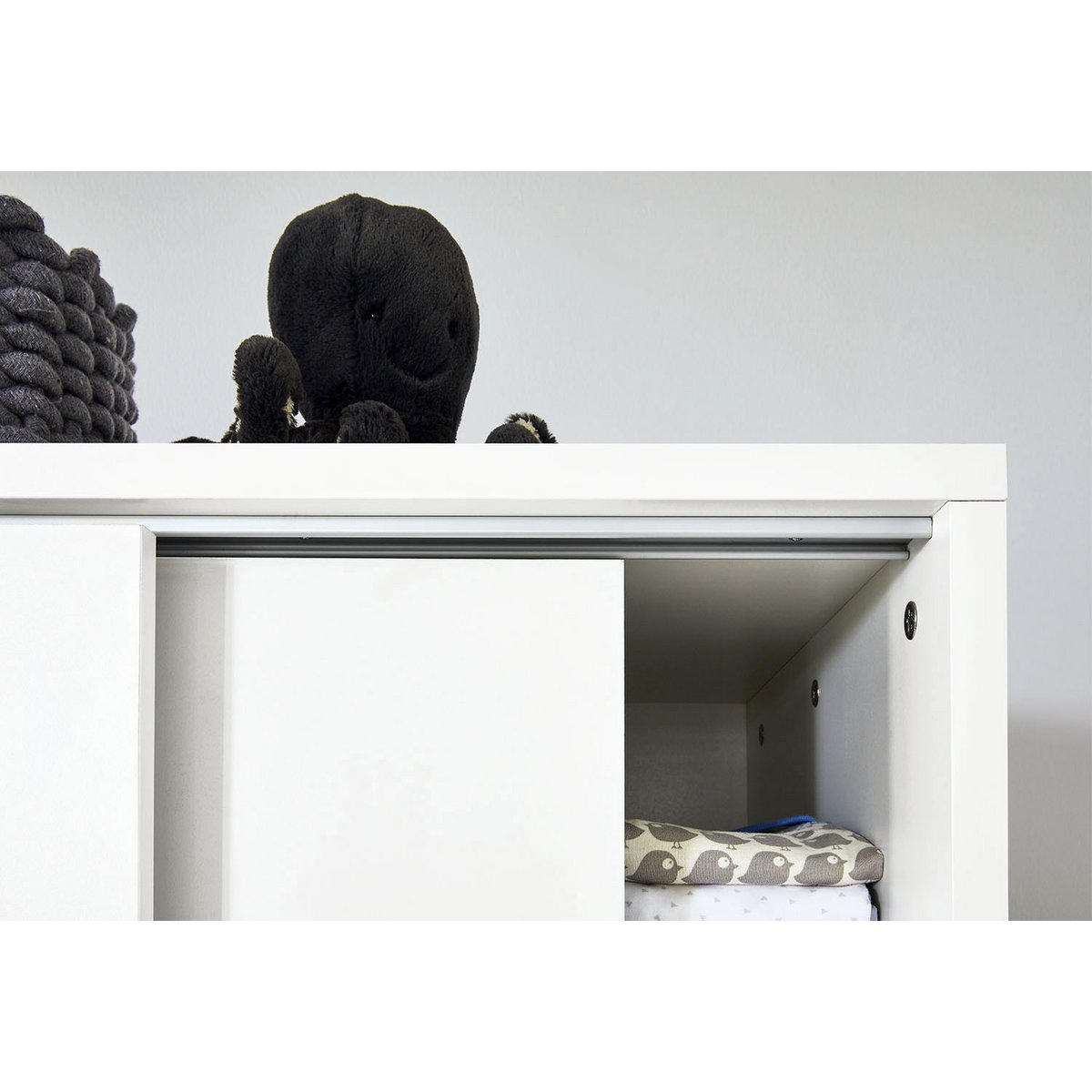 Nursery 'Steel' extra wide large
 3 parts: cot, extra wide dresser, large wardrobe
