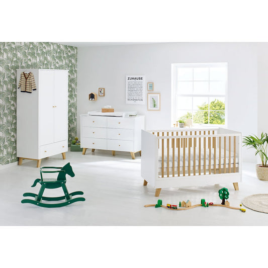 Nursery 'Pan' extra wide
 3 parts: cot, extra wide chest of drawers, 2-door wardrobe