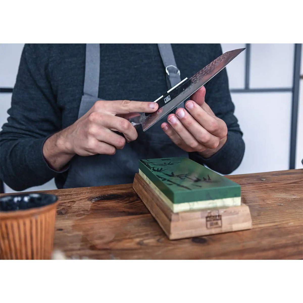 Kitchen Accessories - KOTAI Sharpening Set with Double-Sided 400/1000 Grit Whetstone, Non-Slip Bamboo Base, Sharpening Stone and 15 Degree Angle Guide