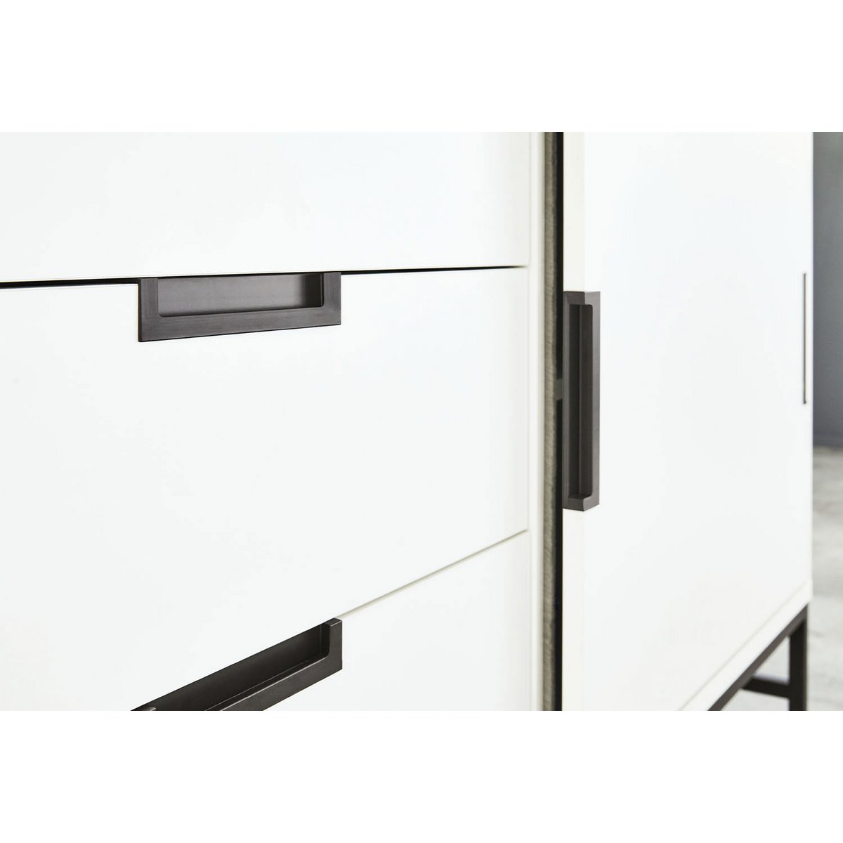 Nursery 'Steel' extra wide large
 3 parts: cot, extra wide dresser, large wardrobe