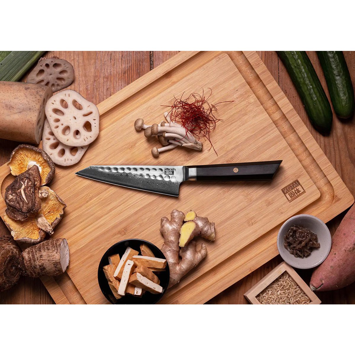 Bunka Petty Damascus Utility Knife - 135mm blade