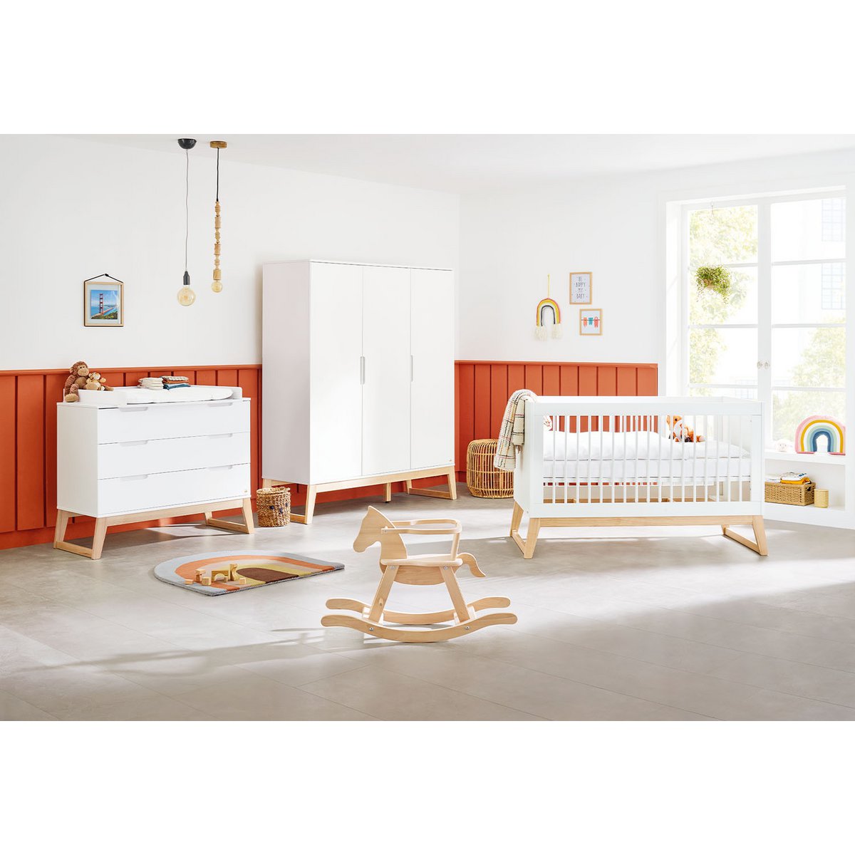 Nursery 'Bridge' wide large
 3 parts: cot, wide dresser, large wardrobe