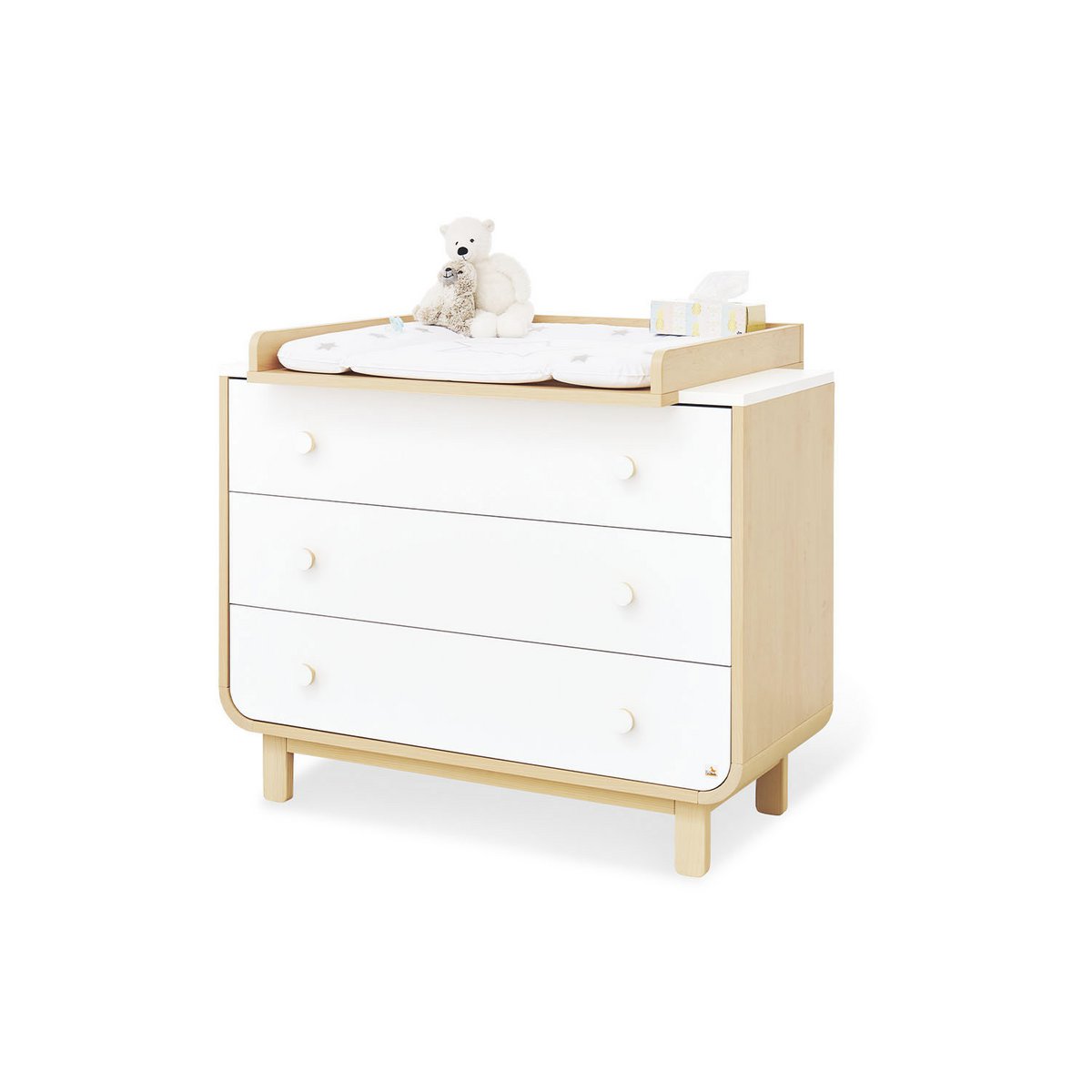 Starter set 'Round' wide 2 parts: cot, wide chest of drawers