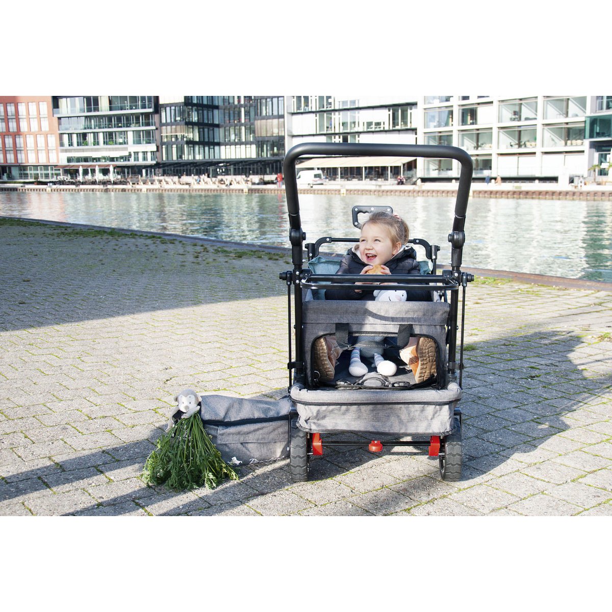Folding handcart 'AddPlus' with brake, mottled grey tones
