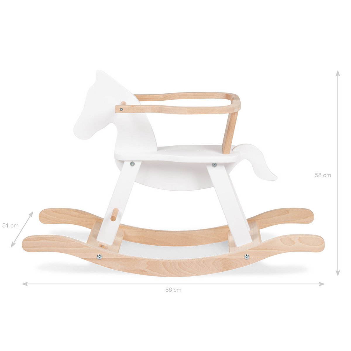 Rocking horse 'Pinolino' with ring, white/natural