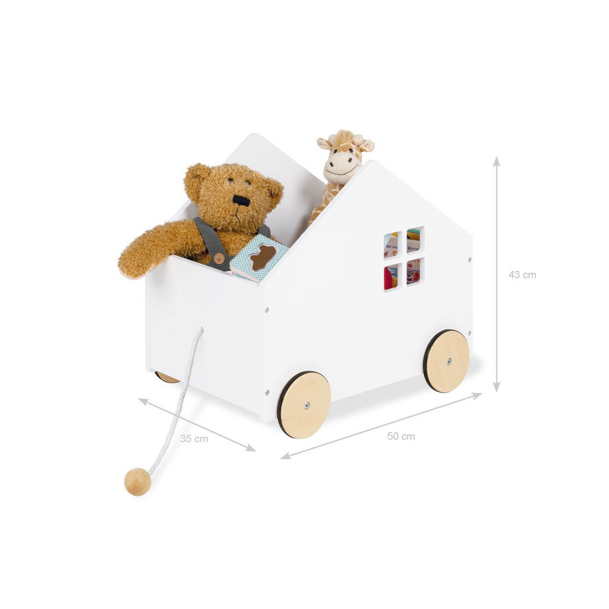 Toy chest on wheels 'Hydda', white