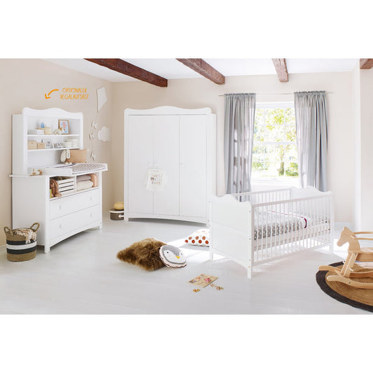 Nursery 'Florentina' extra wide large, incl. extra wide cabinet
 4 parts: cot, extra wide chest of drawers incl. extra wide cupboard, large wardrobe