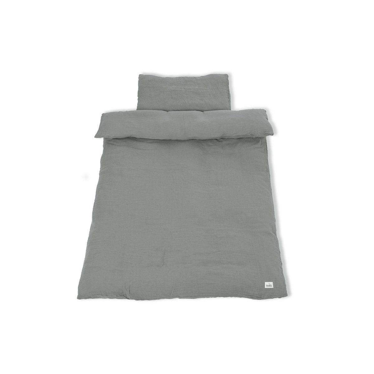 Muslin duvet cover set for cot, grey, 2-piece