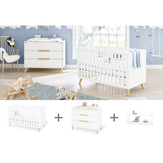 Starter set 'Move' wide, incl. wall shelf
 3 parts: cot, wide dresser, wall shelf