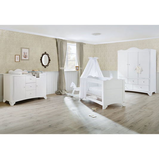 Nursery 'Pino' extra wide large with 3 doors
 3 parts: cot, extra wide chest of drawers, large wardrobe with 3 doors