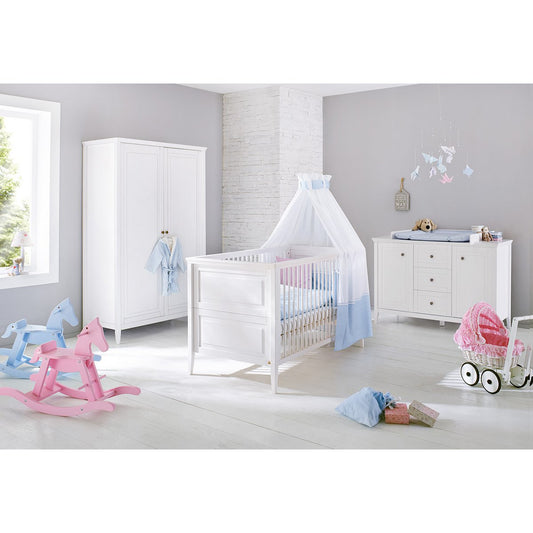 Children's room 'Smilla' extra wide3 parts: cot bed, extra wide chest of drawers, 2-door wardrobe