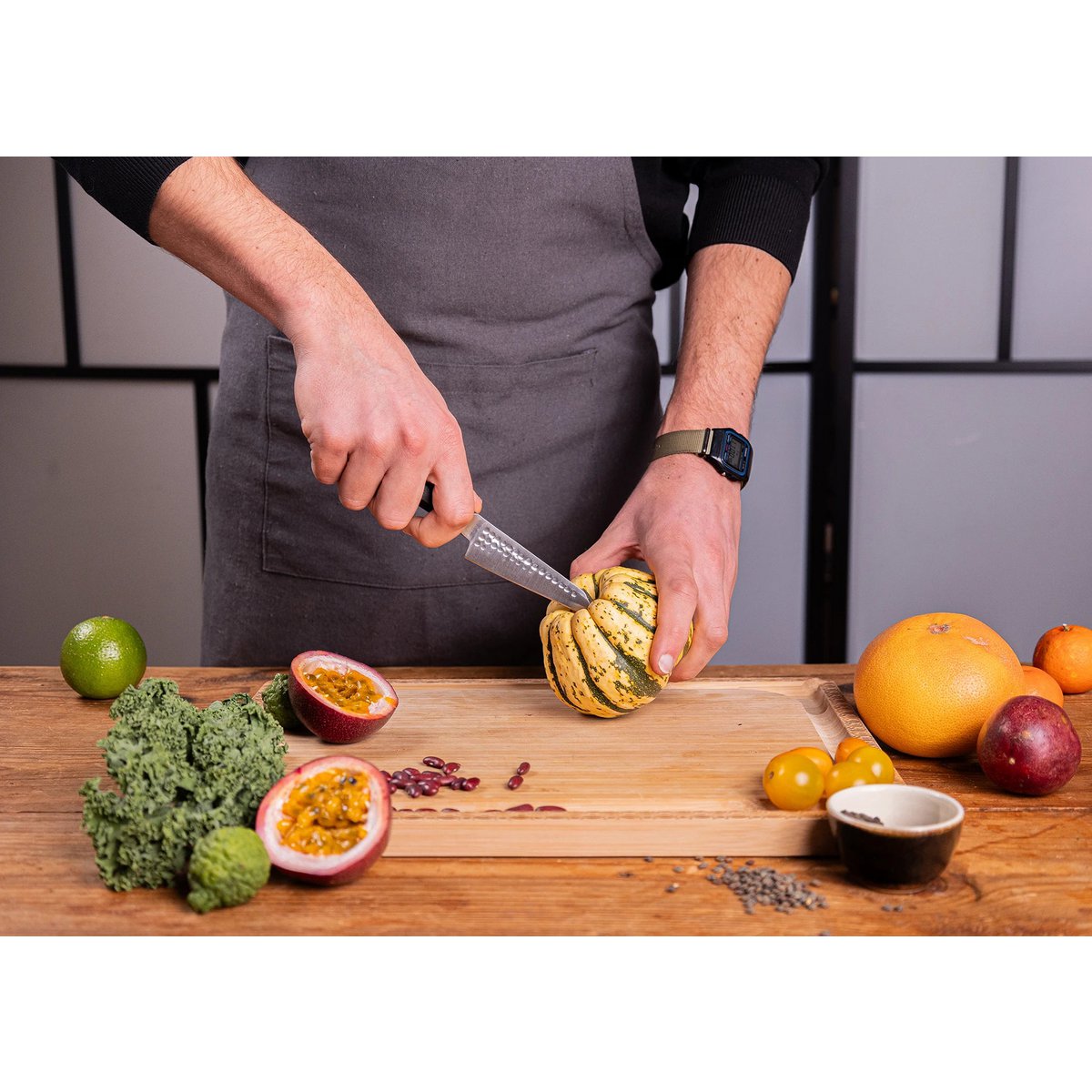 Knife - Bunka paring knife with bamboo Saya and bamboo box - 90 mm blade