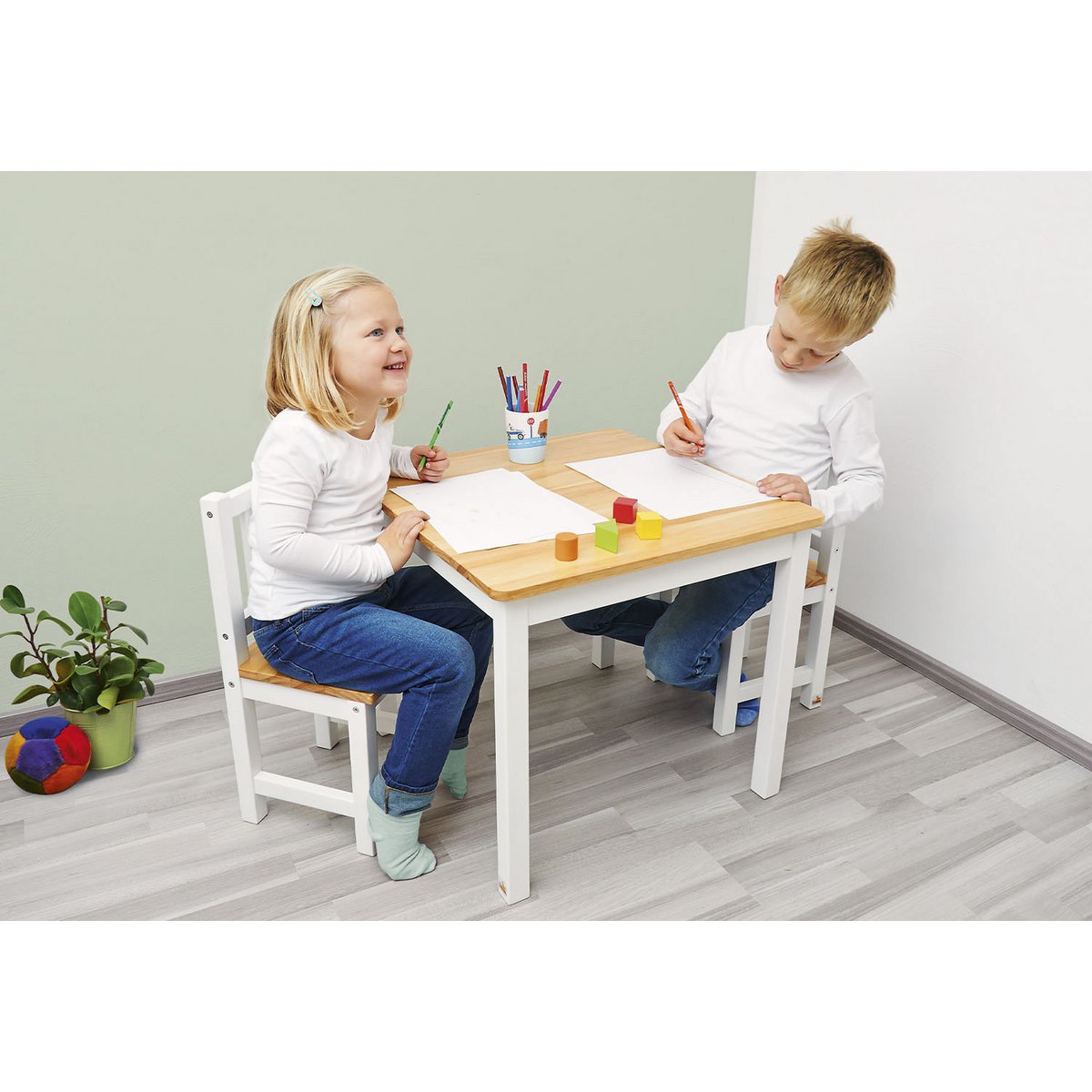 Children's table 'Fenna', white/natural