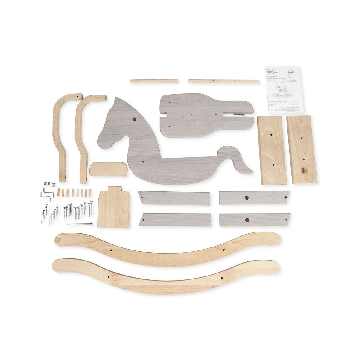 Rocking horse 'Pinolino' with ring, grey/natural
