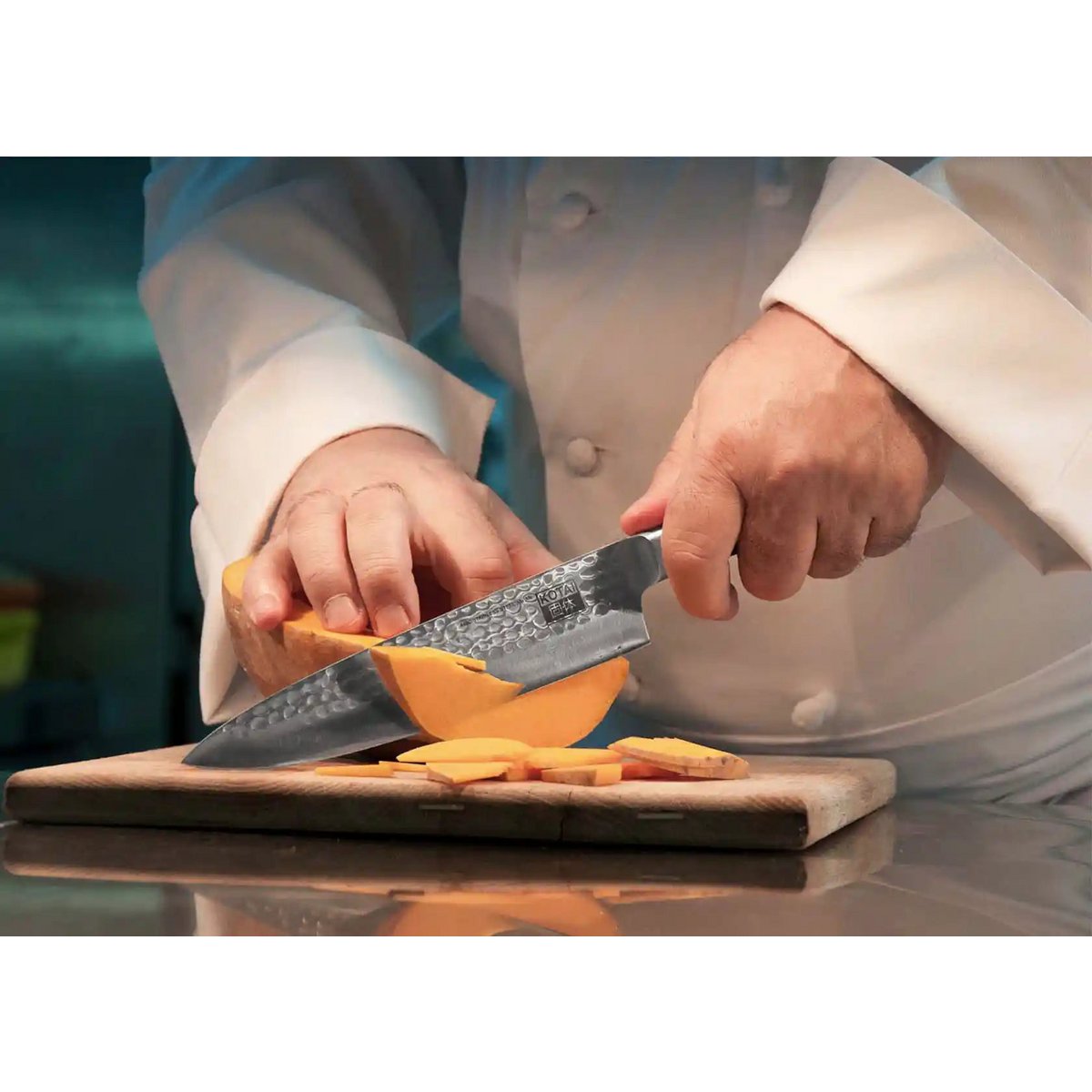 Knife - Gyuto (chef's knife) with bamboo Saya and bamboo box - 200 mm blade