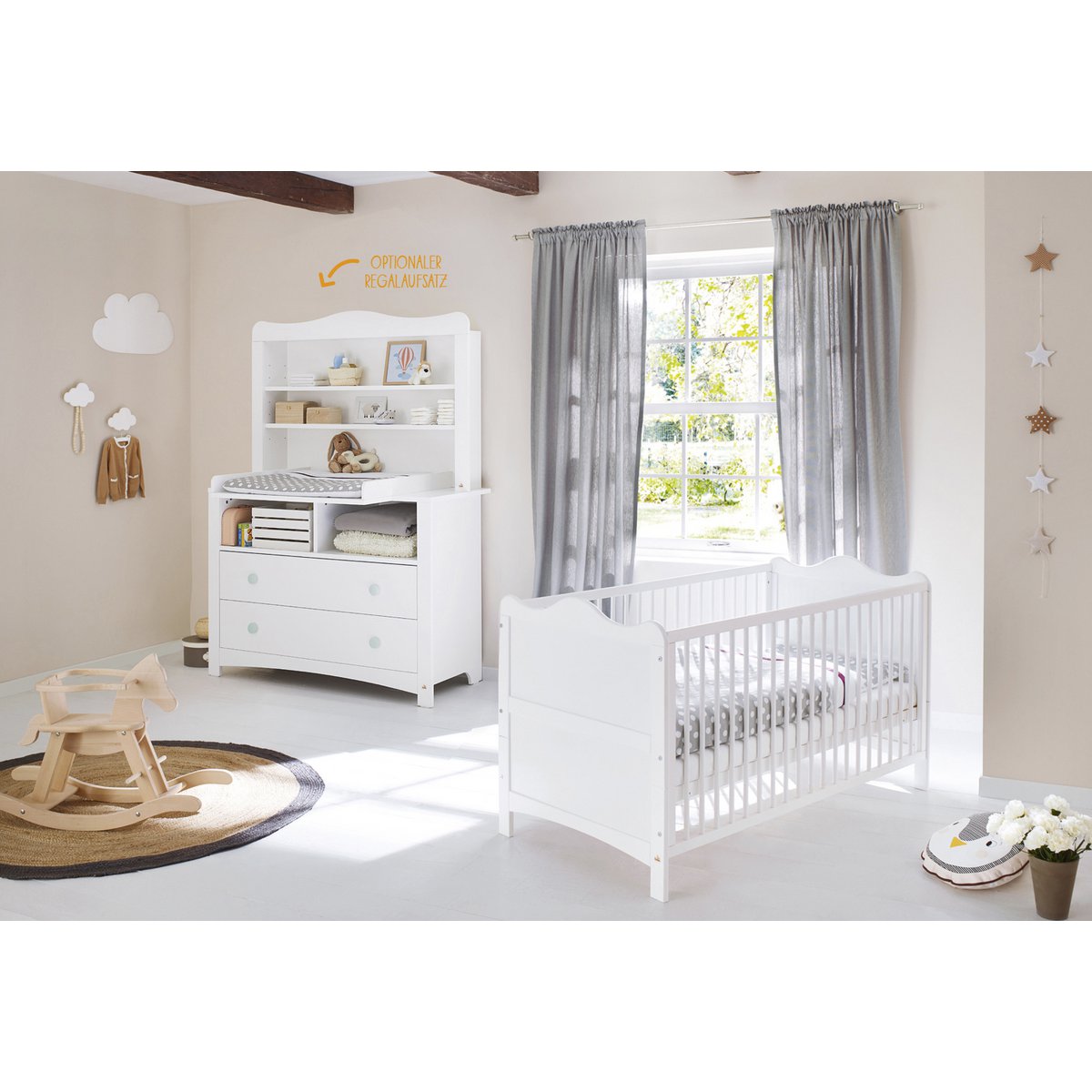Starter set 'Florentina' extra wide, incl. extra wide cabinet
 3 parts: cot, extra wide chest of drawers incl. extra wide cupboard