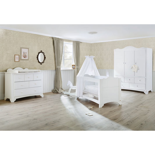 Nursery 'Pino' wide large with 3 doors
 3 parts: cot, wide chest of drawers, large wardrobe with 3 doors