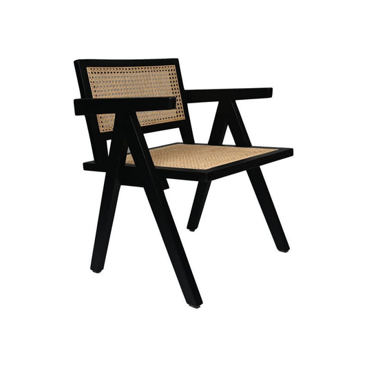HSM Collection-Armchair Accent-58x60x79-Black/Natural-Mahogany/Rattan