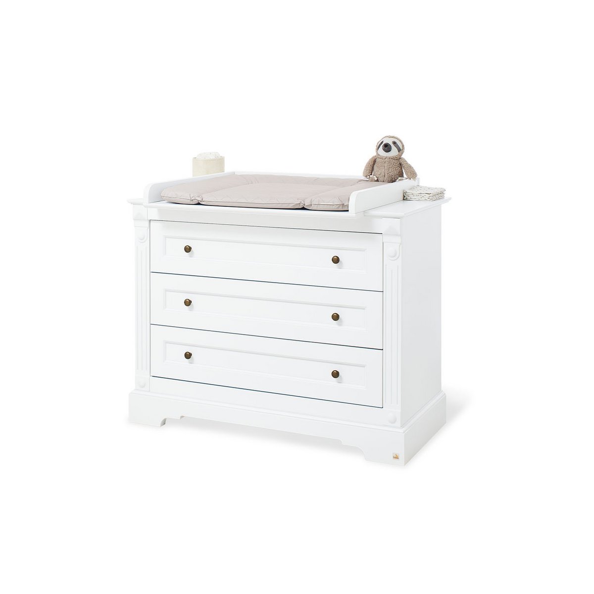 Nursery 'Emilia' wide, incl. wall shelf
 4 parts: bed, wide chest of drawers, 2-door wardrobe, wall shelf