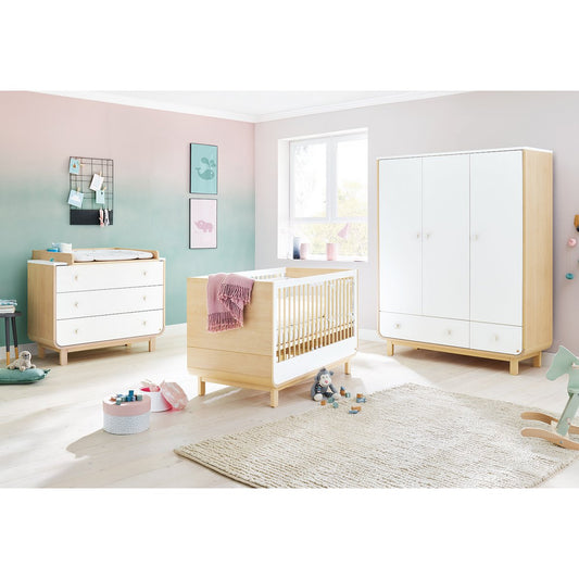 Children's room 'Round' wide large3 parts: cot bed, wide chest of drawers, large wardrobe