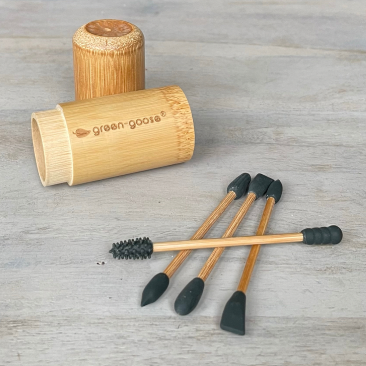 green-goose Reusable Cotton Swabs (4 Pieces) in Bamboo Holder