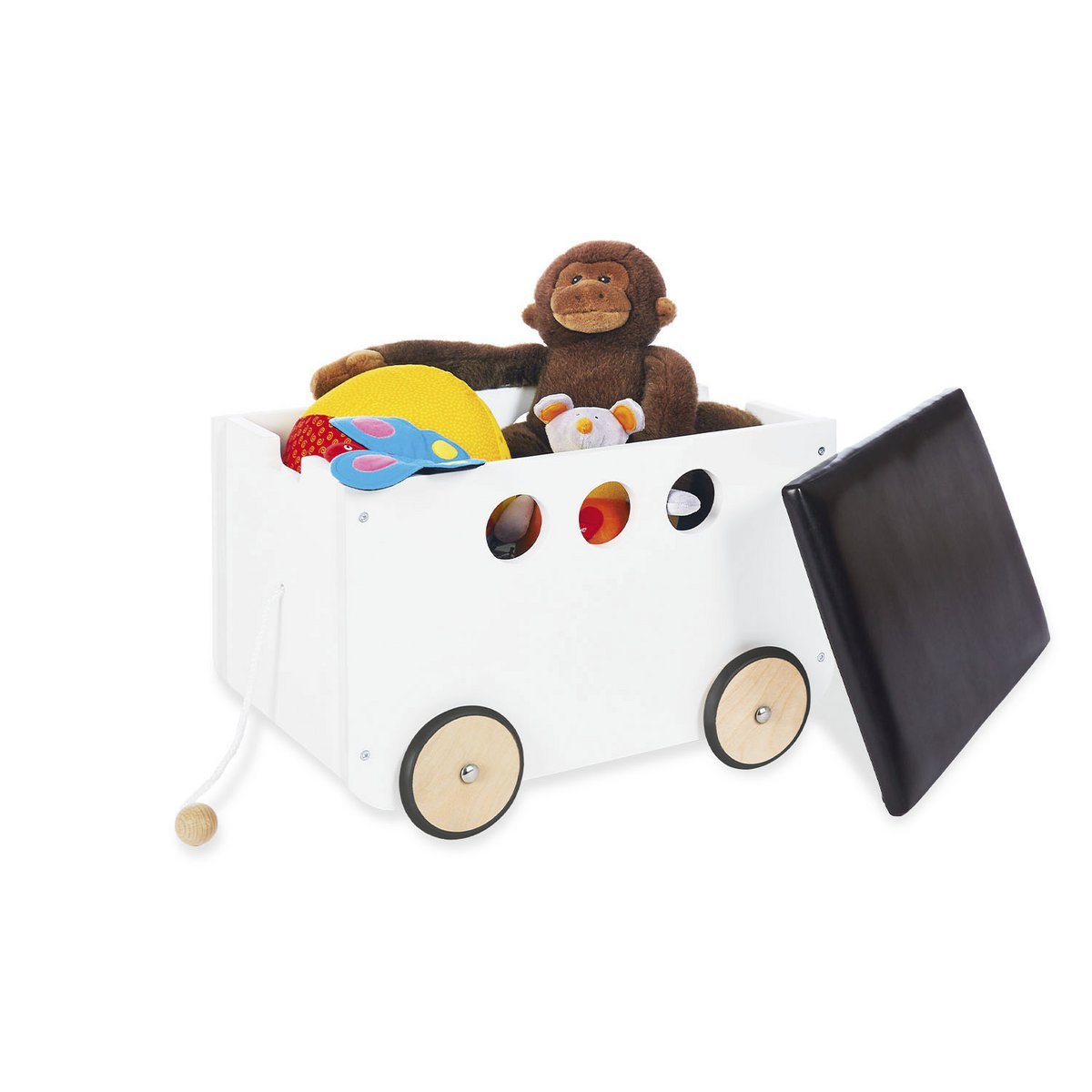 Toy box on wheels 'Jim', white
