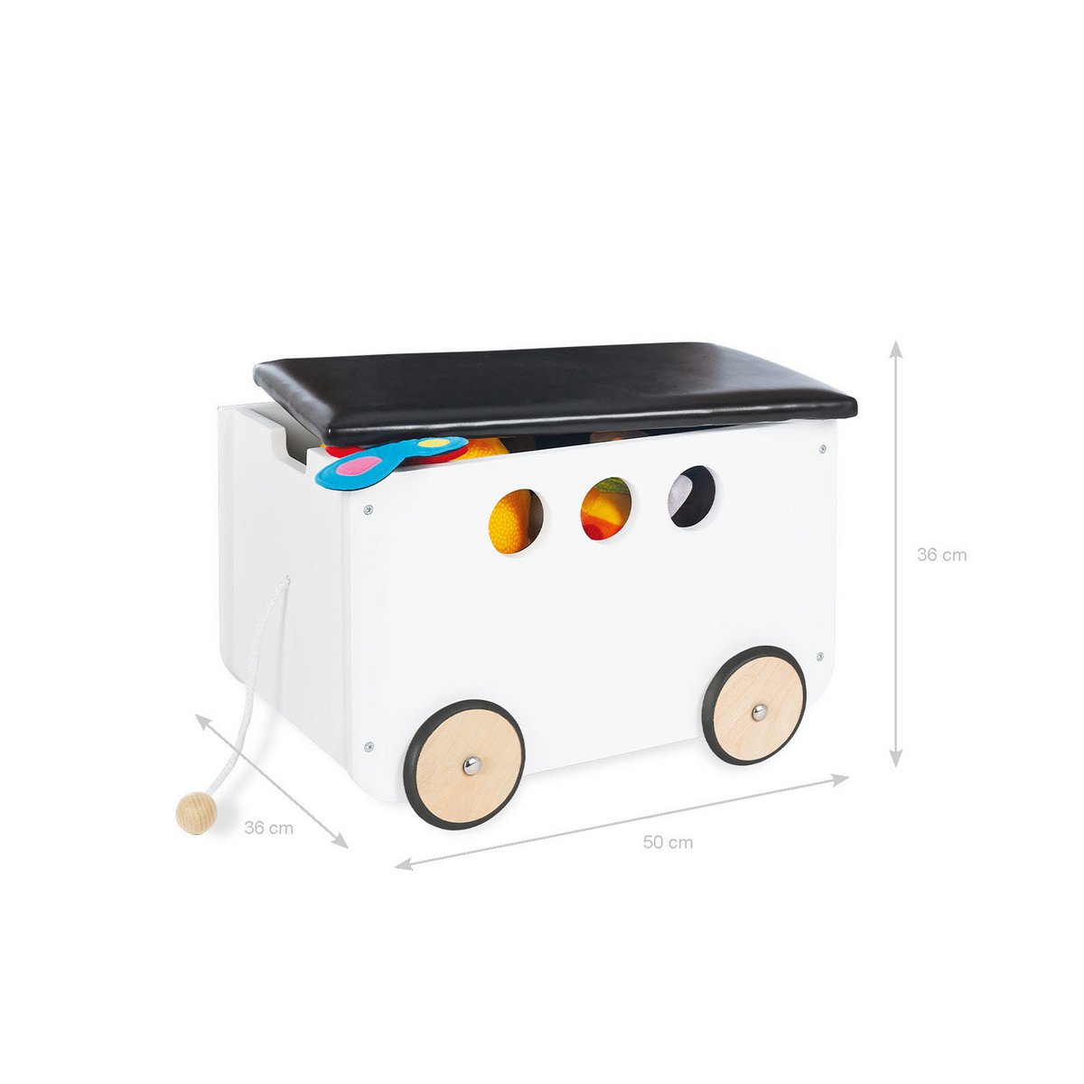 Toy box on wheels 'Jim', white