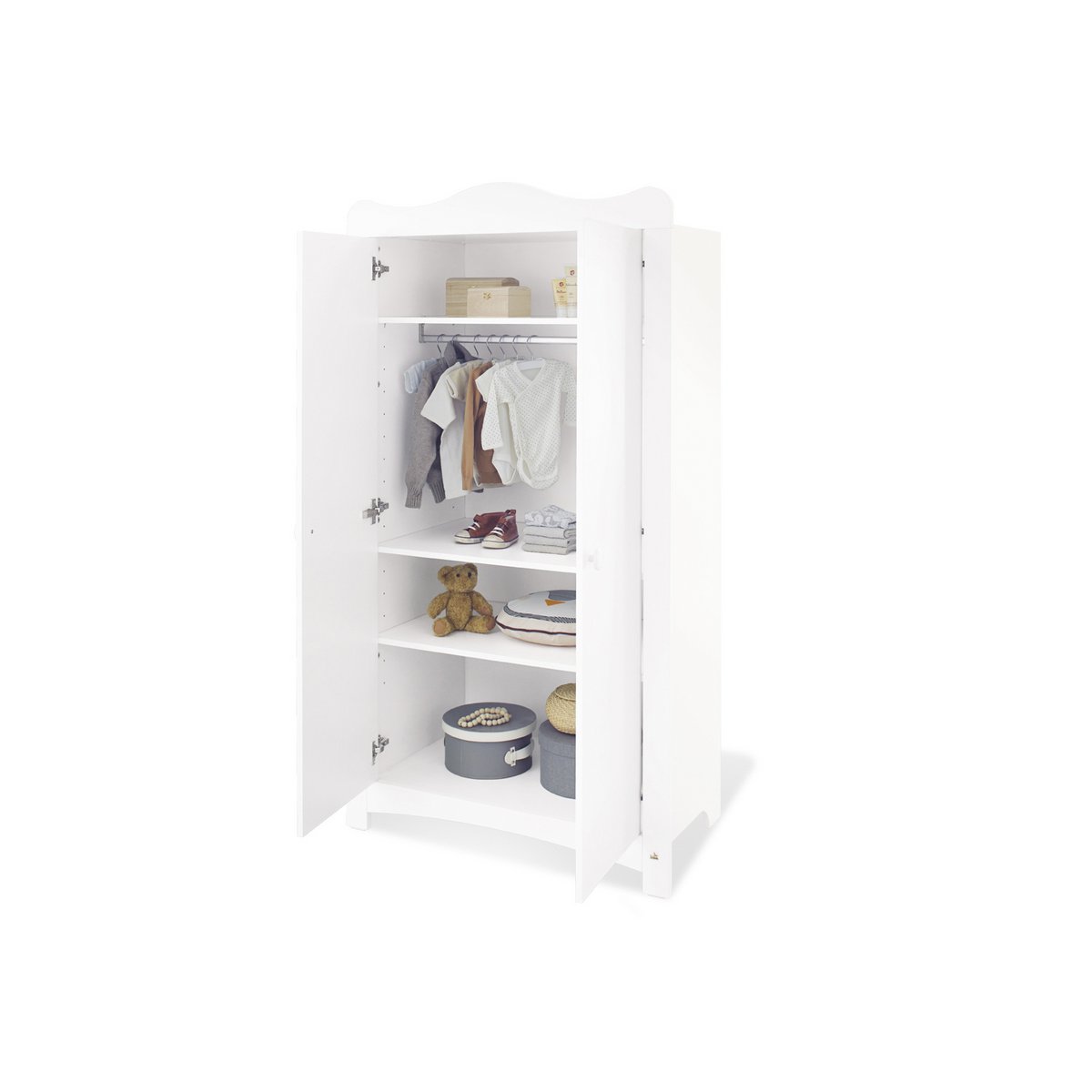 Nursery 'Florentina' extra wide, incl. extra wide cabinet
 4 parts: cot, extra wide chest of drawers incl. extra wide cupboard, 2-door wardrobe