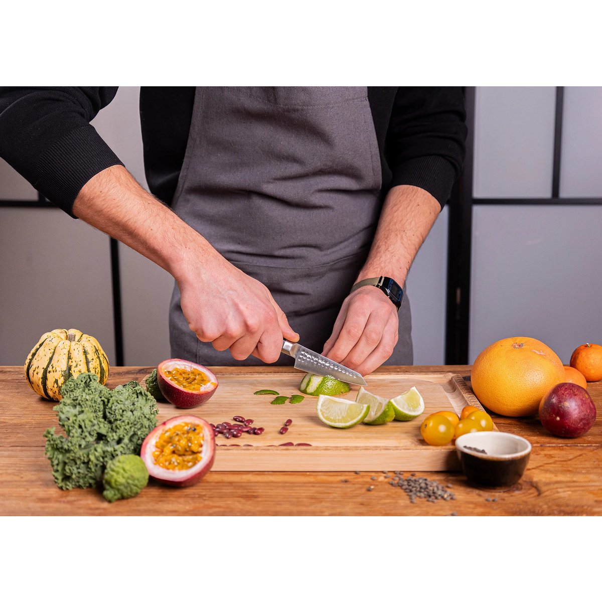 Knife - Bunka paring knife with bamboo Saya and bamboo box - 90 mm blade