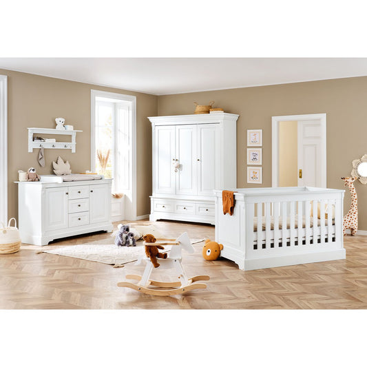 Nursery 'Emilia' extra wide large
 3 parts: cot, extra wide dresser, large wardrobe