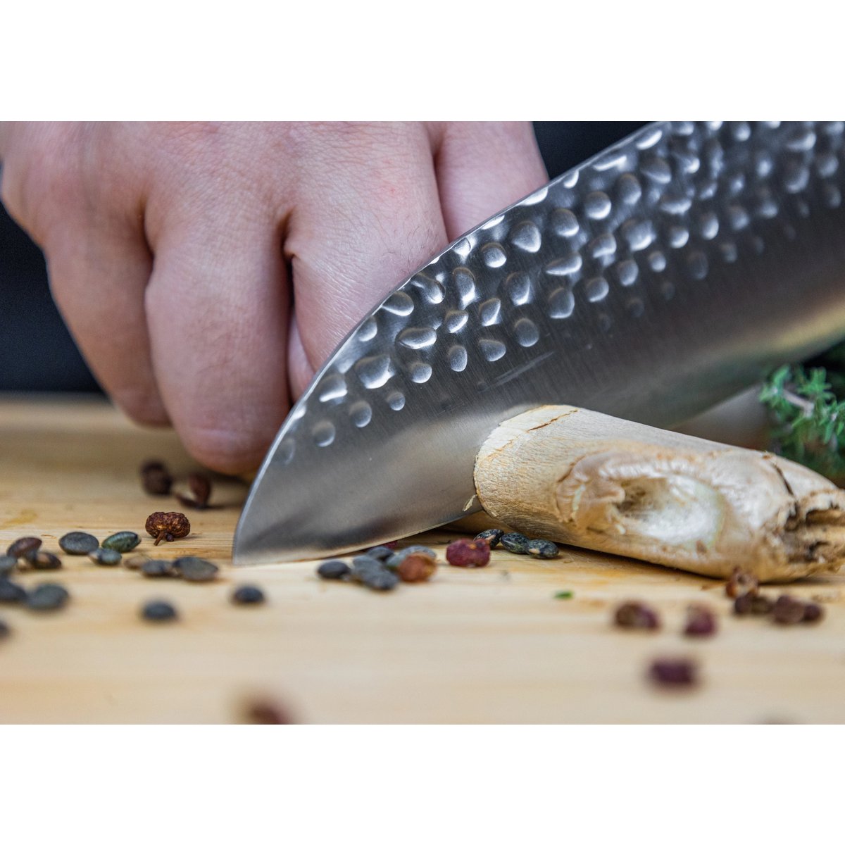 Knife and kitchen accessory set - The complete set Traveler Edition (B): 6 knives (paring knife + santoku + gyuto + filleting knife + bread knife + cleaver) + 2 accessories (sharpening steel + 100% cotton roll-up knife bag)