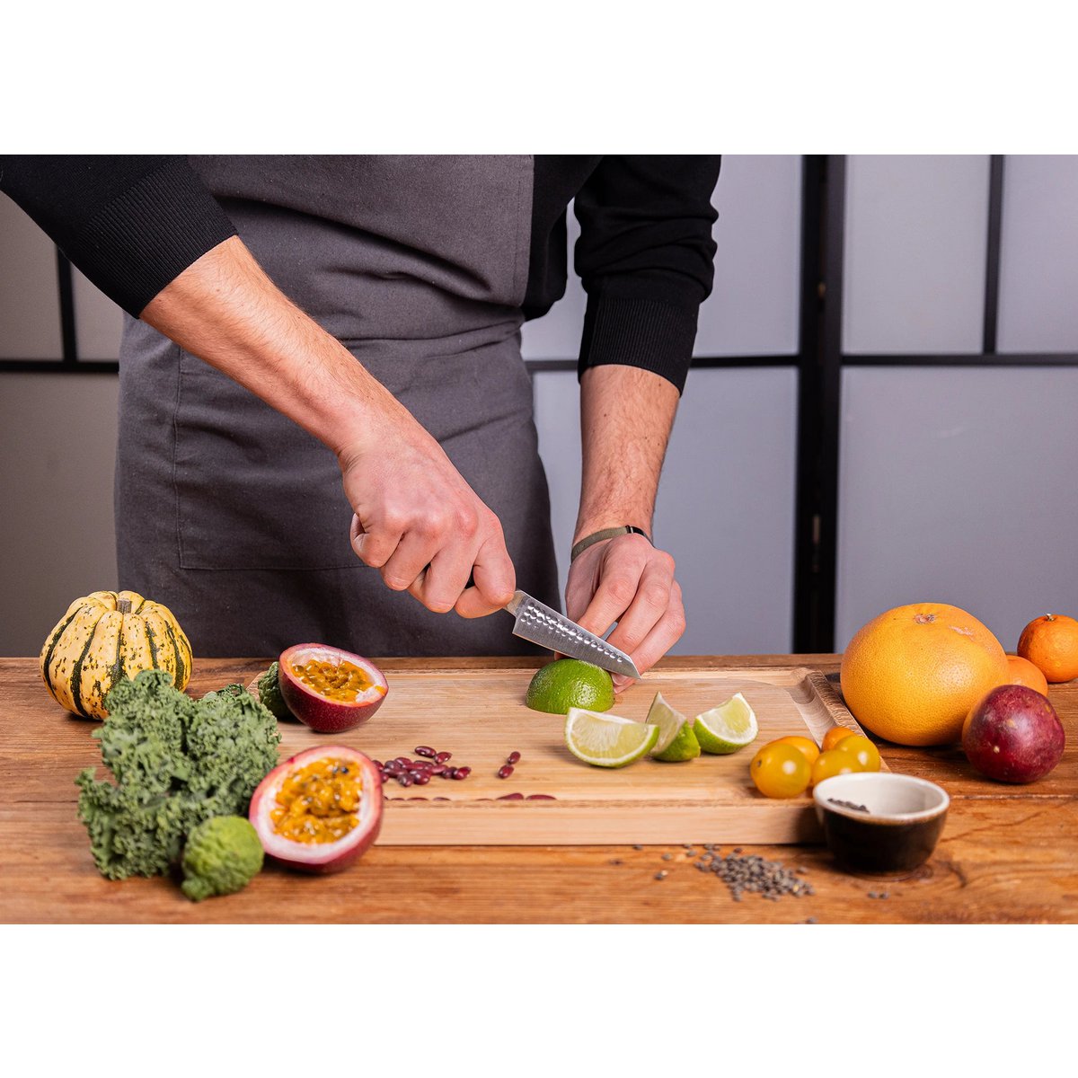 Knife - Bunka paring knife with bamboo Saya and bamboo box - 90 mm blade