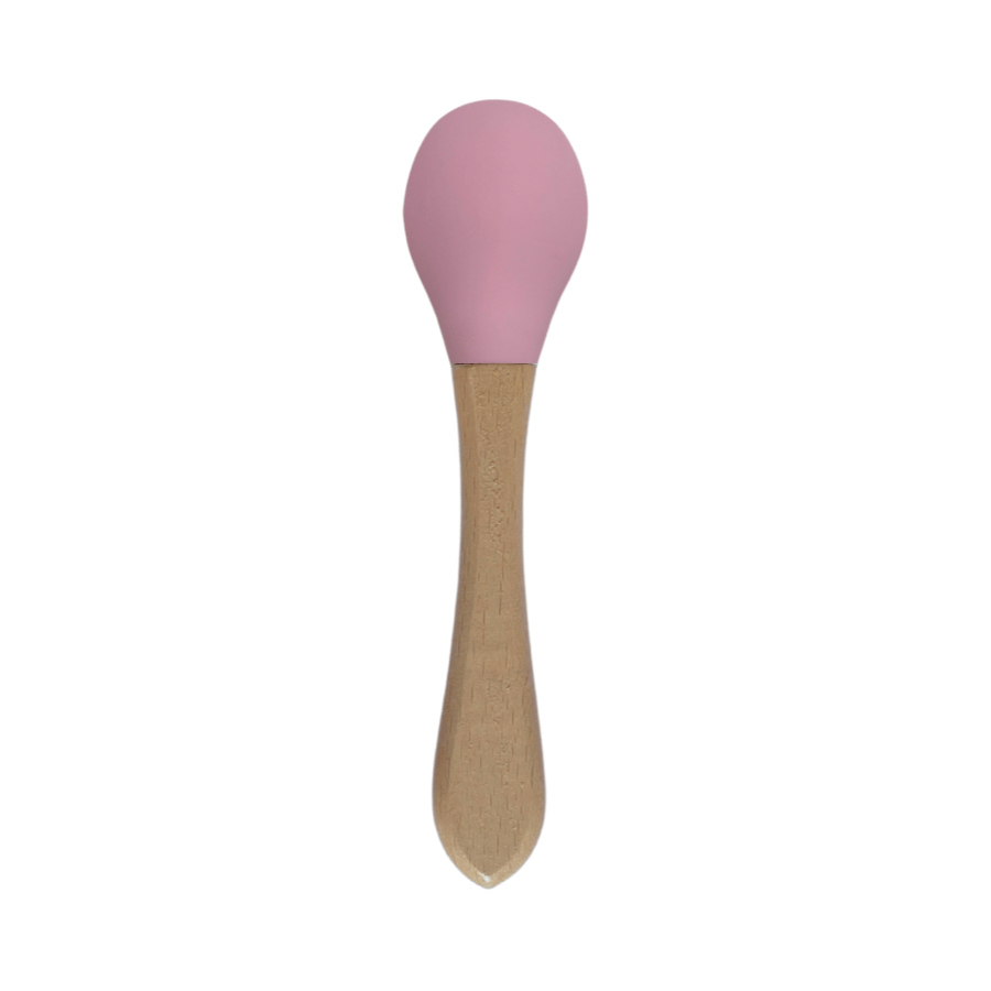 green-goose Silicone Bib and Bamboo Cutlery - Pink