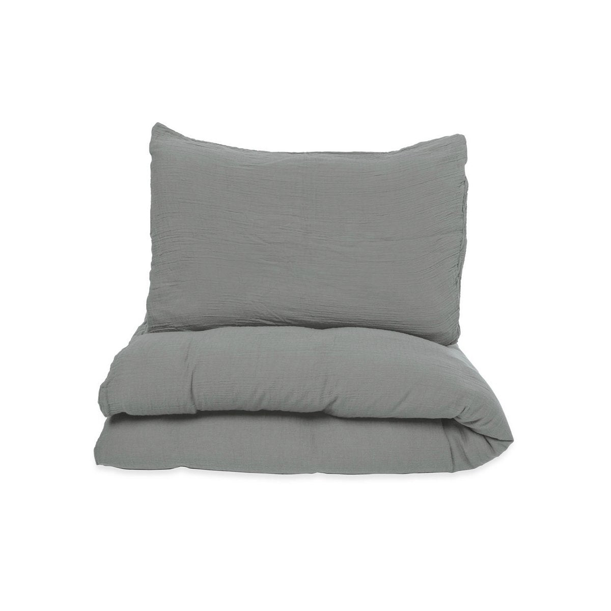 Muslin duvet cover set for cot, grey, 2-piece