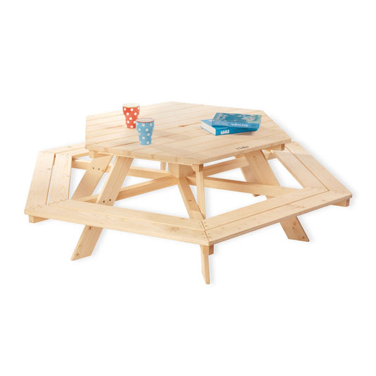 Children's picnic bench 'Nicki 6-Eck' natural