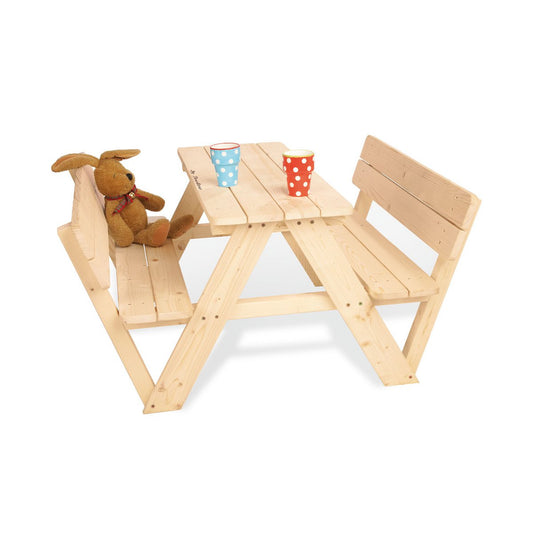 Children's picnic bench 'Nicki für 4 mit Lehne', natural